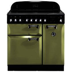 Rangemaster Elan 90cm Electric Ceramic 100970 Range Cooker in Olive Green with Ceramic Hob